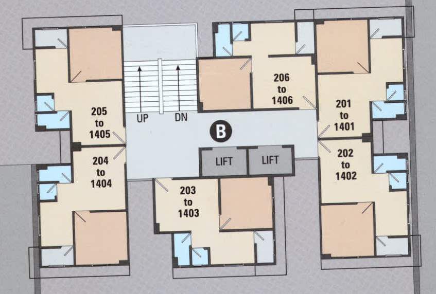  shrinathji apartment Tower B Cluster Plan From 1st To 14th Floor