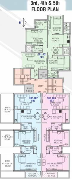  basera-residency Basera Residency Cluster Plan from 3rd to 5th Floor