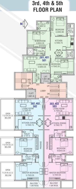  basera residency Basera Residency Cluster Plan from 3rd to 5th Floor