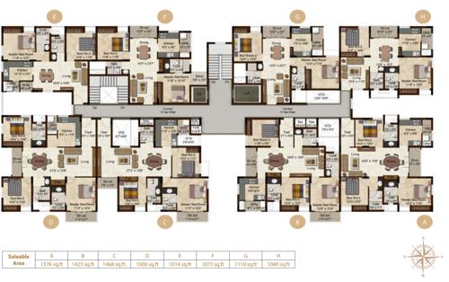  golden-lotus Bougainvillea, Jasmine, Orchid Cluster Plan from 1st to 12th Floor