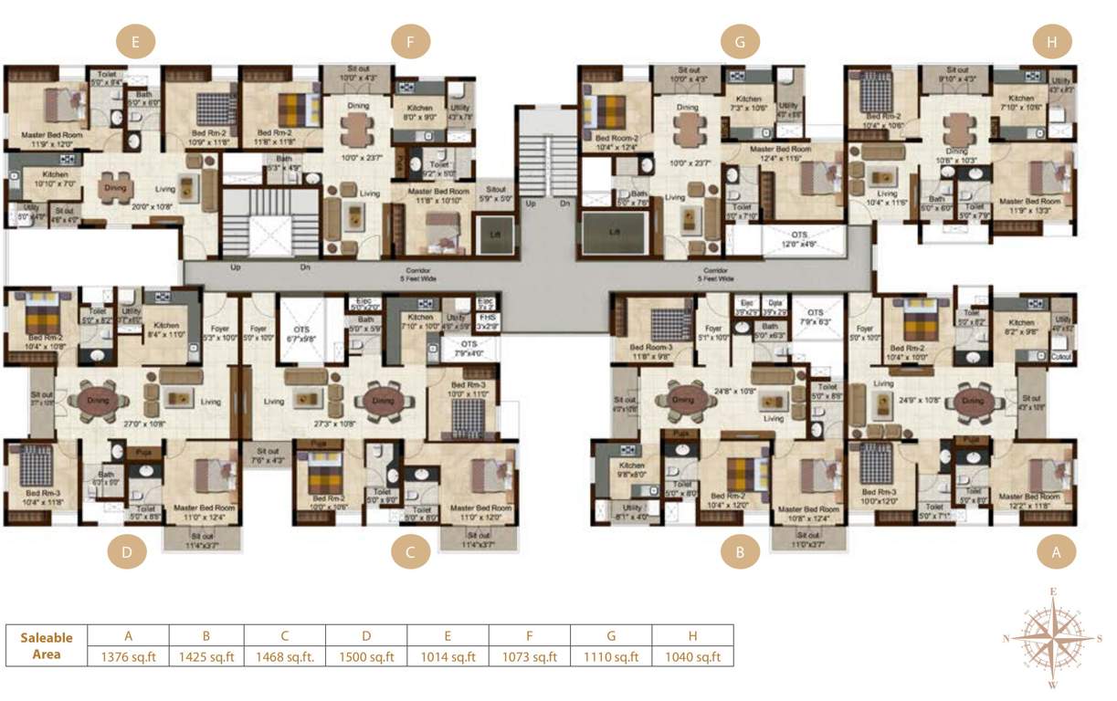  golden lotus Bougainvillea, Jasmine, Orchid Cluster Plan from 1st to 12th Floor