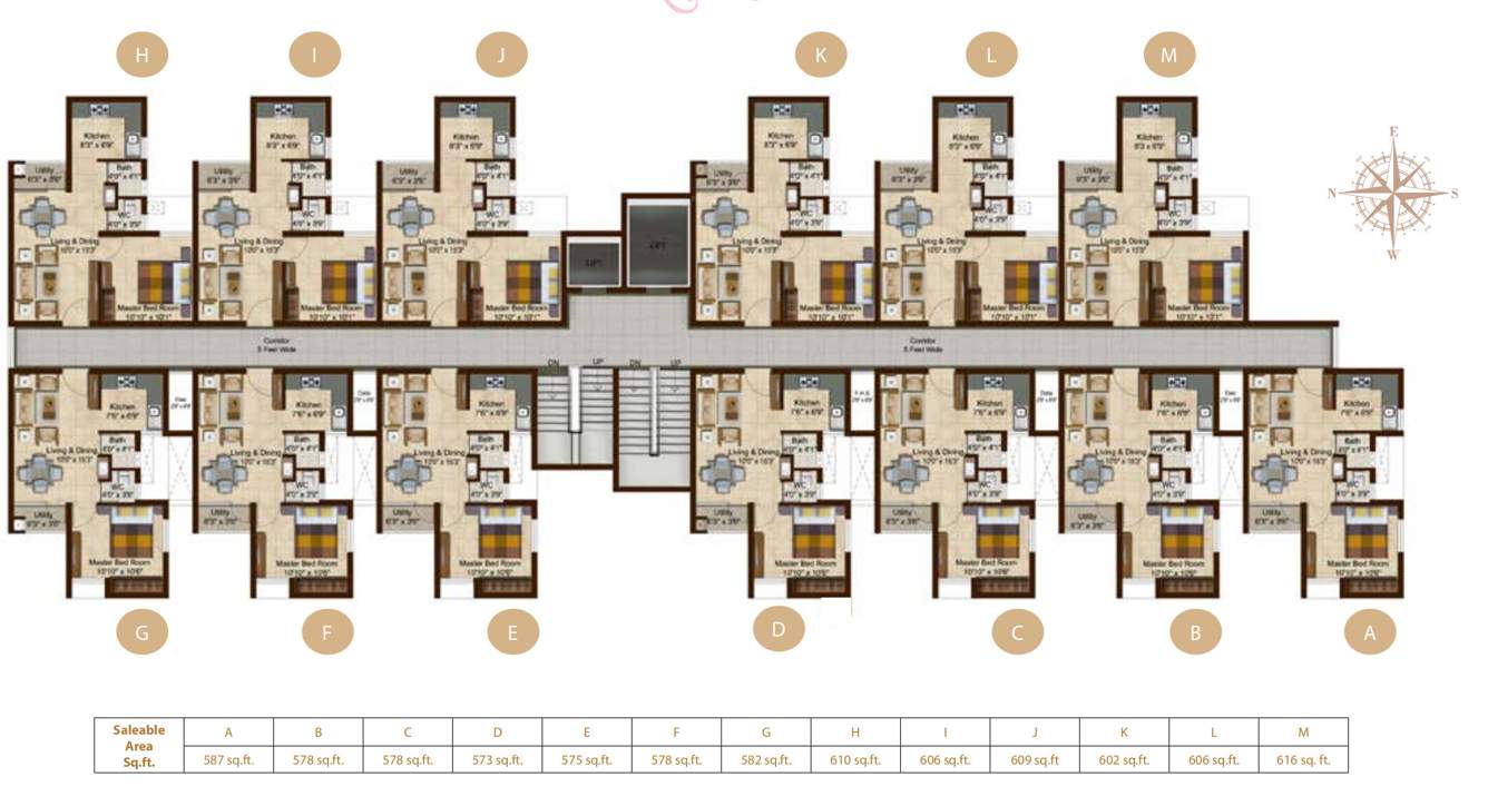  golden lotus Rose Cluster Plan from 1st to 12th Floor