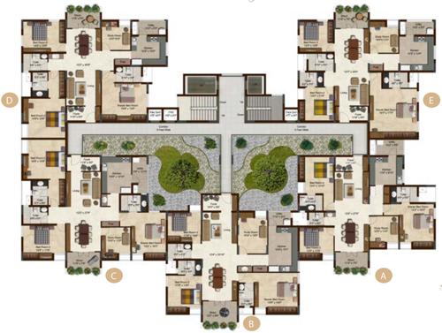  golden-lotus Water lily Cluster Plan from 1st to 12th Floor
