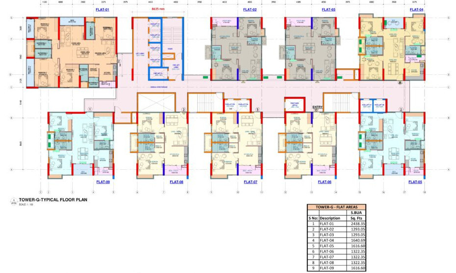 grand awaas Tower G Cluster Plan for Typical Floor