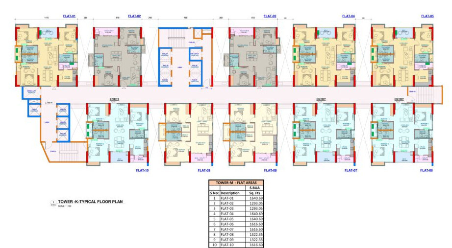 grand awaas Tower J Cluster Plan for Typical Floor