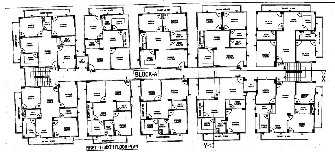 estate block a b c Block A Cluster Plan from 1st to 6th Floor