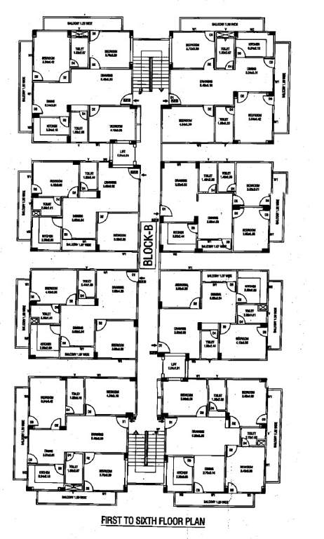  estate block a b c Block B Cluster Plan from 1st to 6th Floor