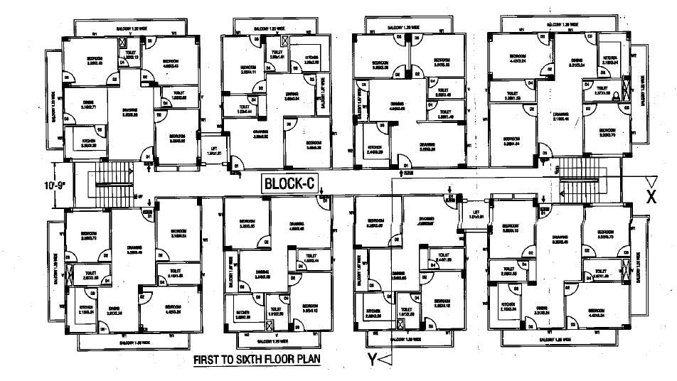  estate block a b c Block C Cluster Plan from 1st to 6th Floor
