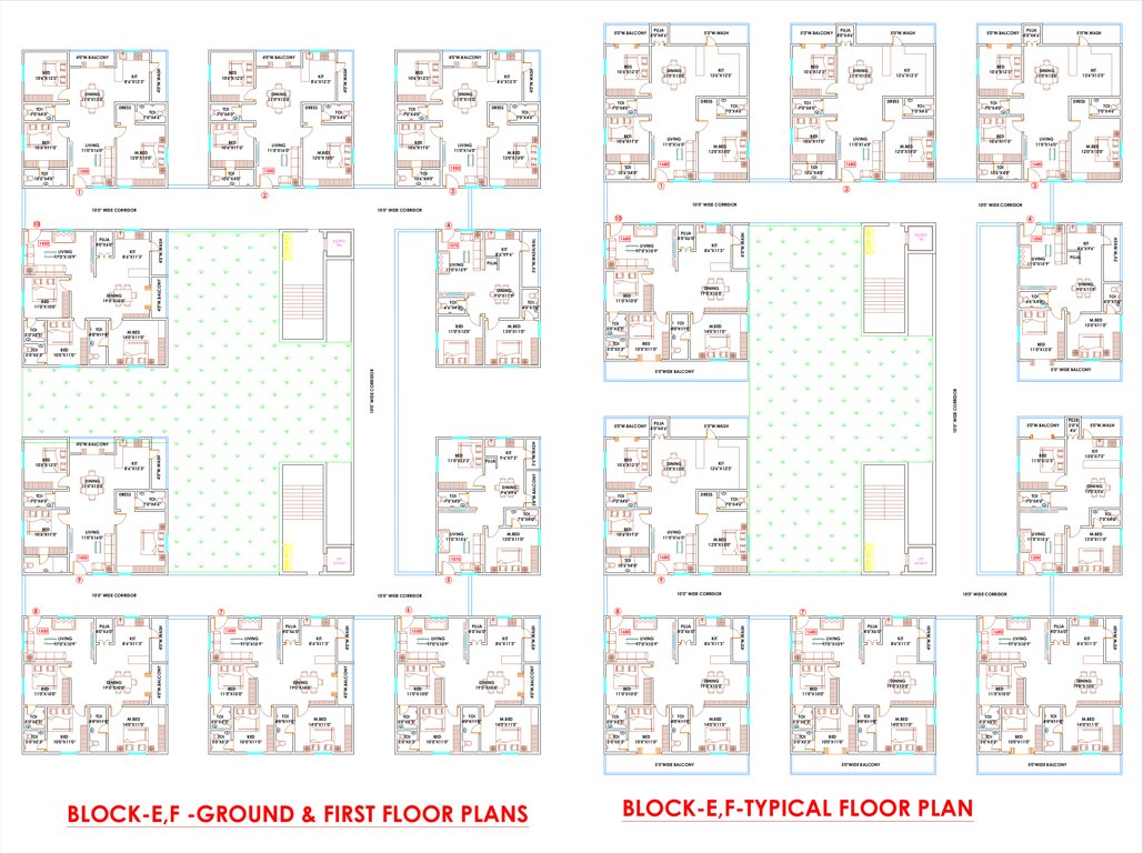  icon 2 E, F Cluster Plan for Typical Floor