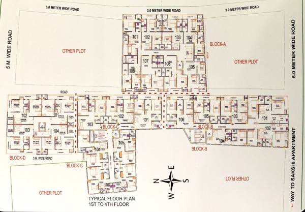  apartment Tower A Cluster Plan from 1st to 4th Floor