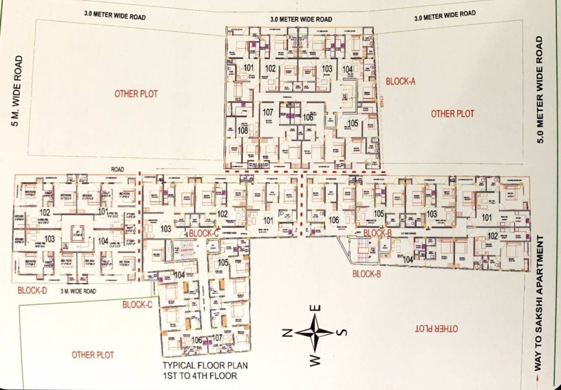 apartment Tower A Cluster Plan from 1st to 4th Floor