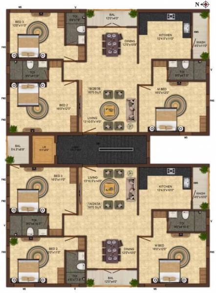  serene-spaces Serene Spaces Cluster Plan from 1st to 3rd Floor
