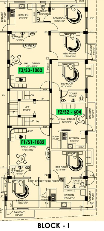  rain drops Block 1 Cluster Plan From 1st To 2nd Floor