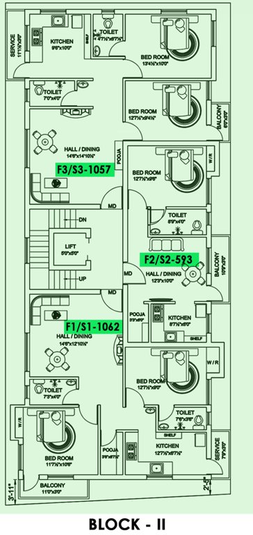  rain drops Block 2 Cluster Plan from 1st to 2nd