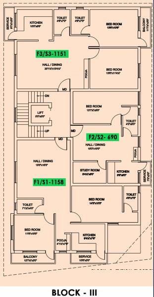  rain-drops Block 3 Cluster Plan From 1st To 2nd Floor