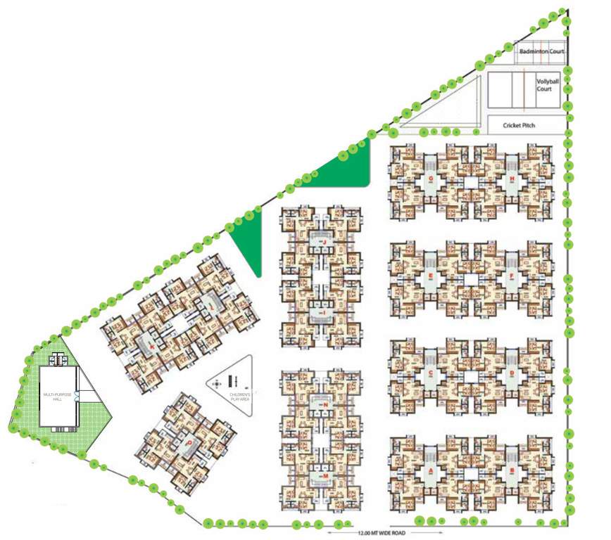 krushna heights Block A, B, C, D, E, F, G, H, I, J, K, L, M, N And O Typical Cluster Plan