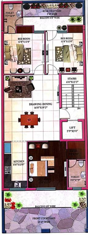  hare krishna home 1 Hare Krishna Home 1 Cluster Plan for typical Floor