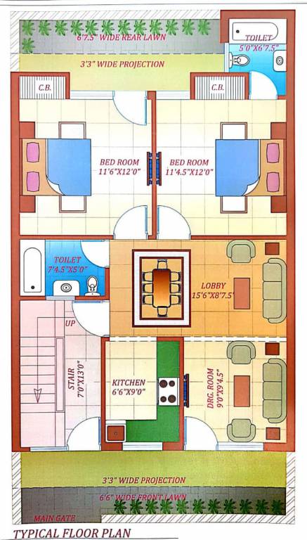 krishna home 9 Krishna Home 9 Cluster Plan for Typical Floor