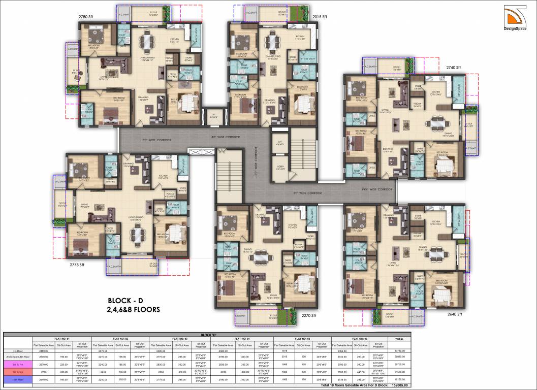  heights Block D Cluster Plan from 1st to 10th Typical Floor