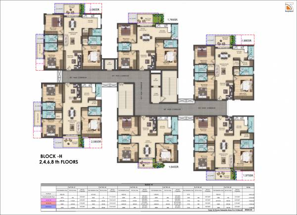 heights Block H Cluster Plan from 1st to 10th Typical Floor