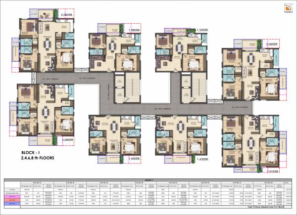  heights Block I Cluster Plan from 1st to 10th Typical Floor