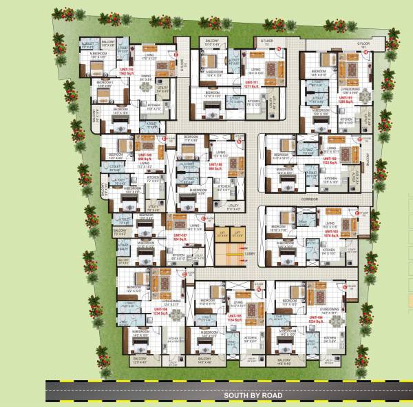  brundavan-residency Brundavan Residency Cluster Plan For Typical Floor Plan