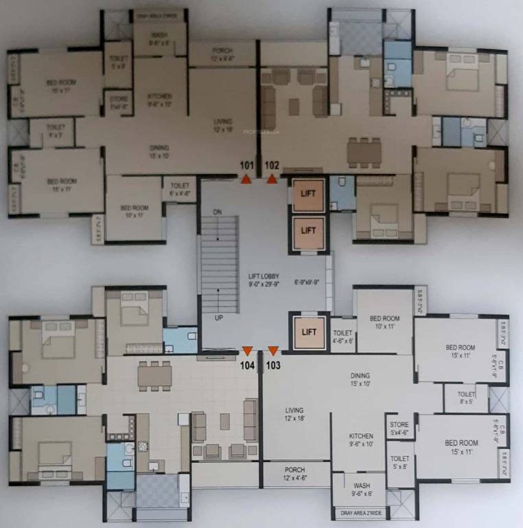  nova Block A1 And A2 Typical Cluster Plan From 1st to 14th Floor