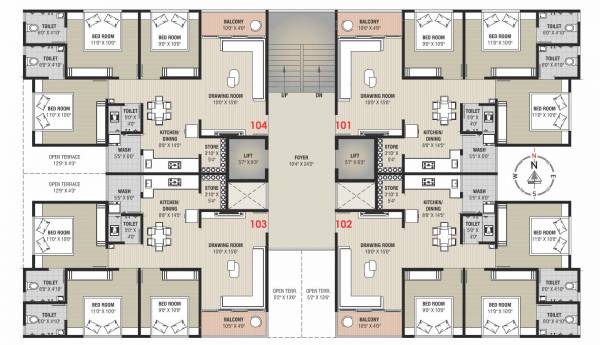  greens Block C Cluster Plan for Typical Floor