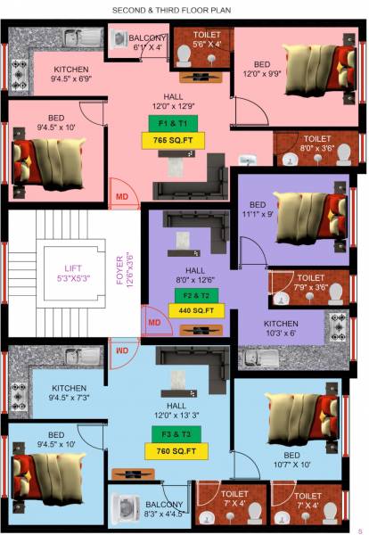  sai-merlin Sai Merlin Cluster Plan from 2nd to 3rd Floor