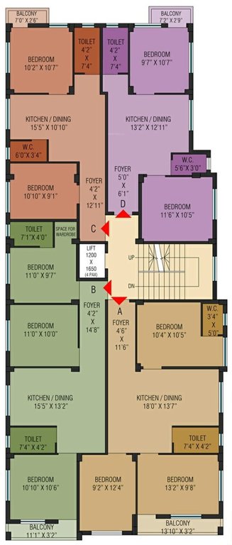  aarushi Aarushi Typical Cluster Plan From 1st to 4th Floor