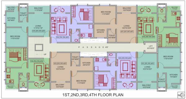  residency Sai Residency Cluster Plan from 1st to 4th Floor