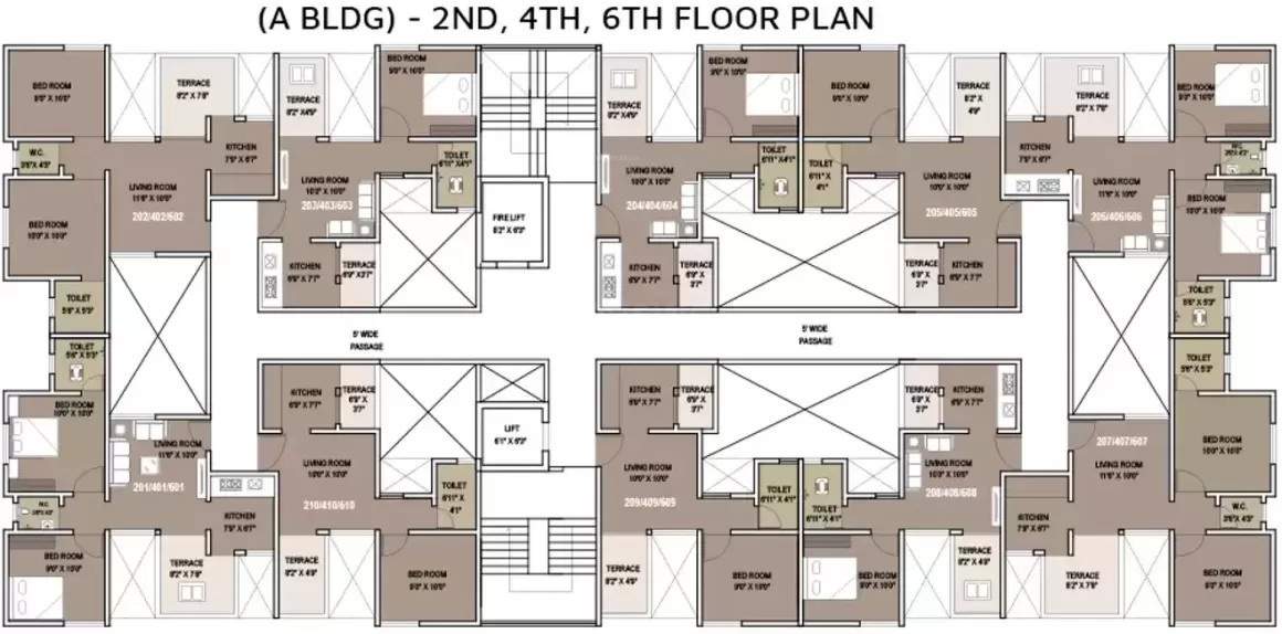  indigo phase 2 Aakar Indigo A Wing Cluster Plan Of Floor Plan 2nd,4th and 6th