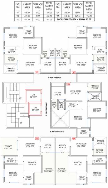  indigo-phase-2 Aakar Indigo B Wing Cluster Plan for 1st Floor