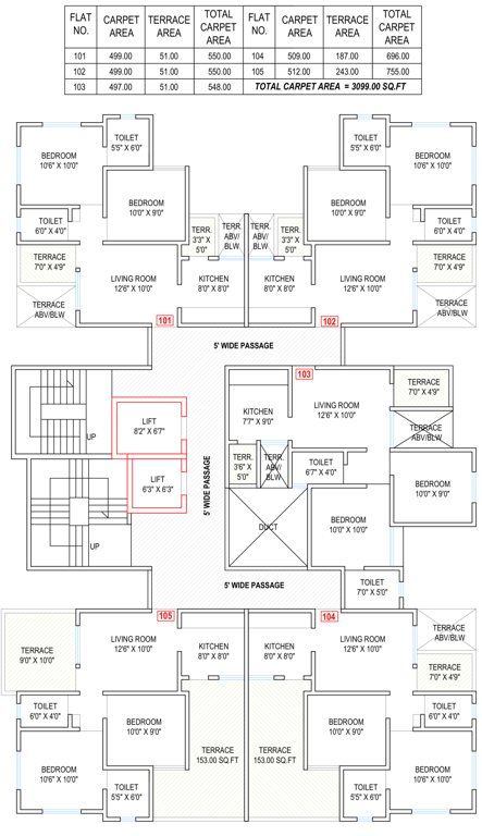  indigo phase 2 Aakar Indigo B Wing Cluster Plan for 1st Floor