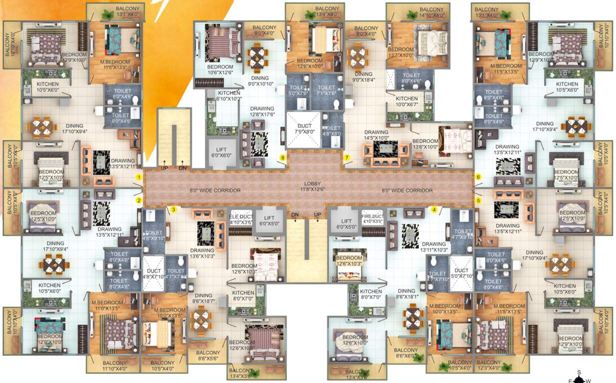  singh villa A And C Cluster Plan from 1st to 7th Floor