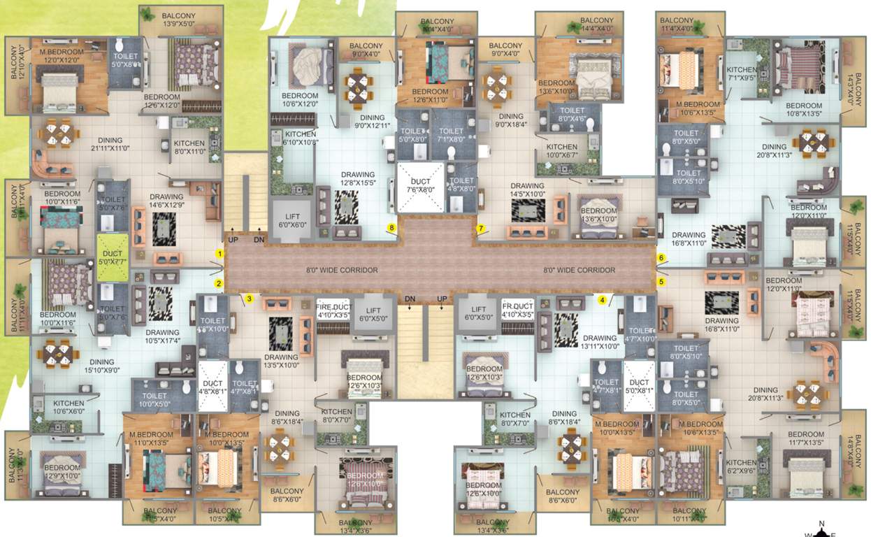  singh villa B Cluster Plan from 1st to 7th Floor