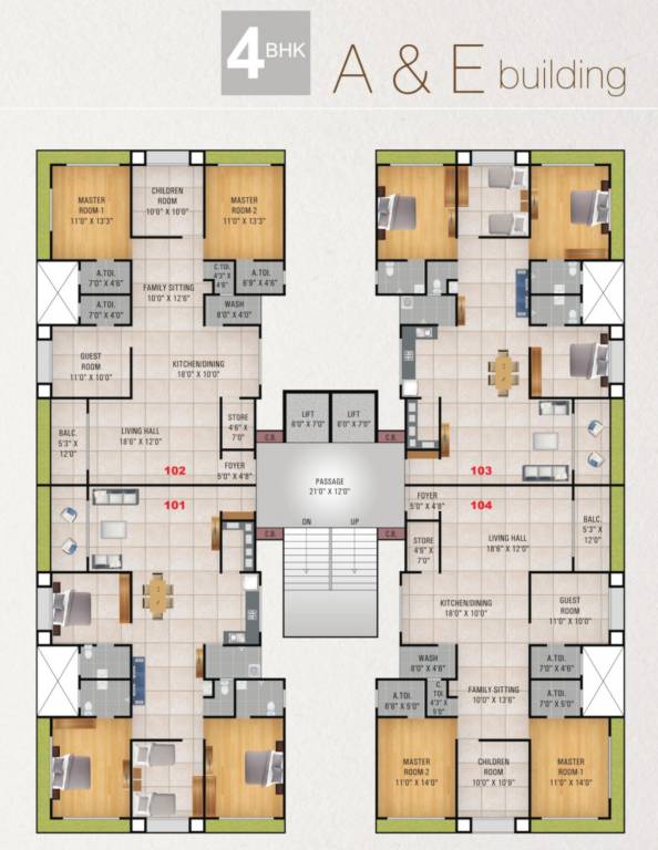  luxury Tower A Cluster Plan from 1st to 13th Floor