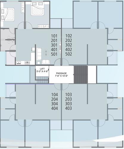  mahima-resicom Tower H I J K L Cluster Plan From 1st To 5th Floor