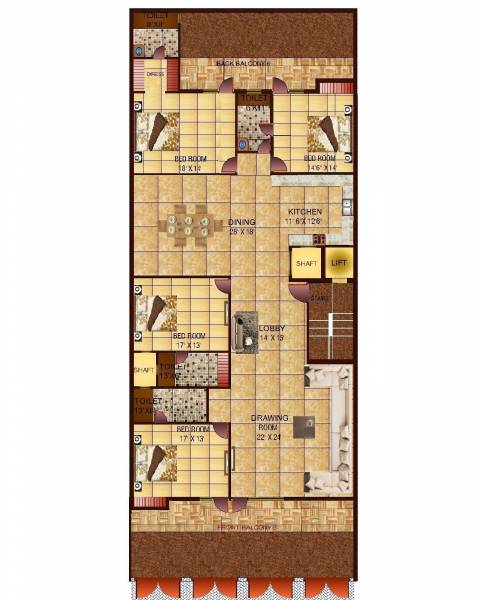  gracious-floors-4 Gracious Floors 4 Cluster Plan For Typical Floor