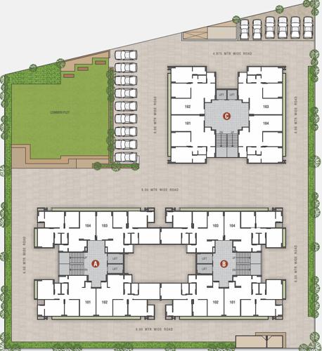  shikhar-30 Block A, B And C Typical Cluster Plan From 1st To 10th Floor