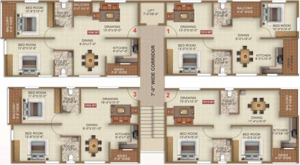  royal-rich Block A Cluster Plan from 1st to 4th Floor
