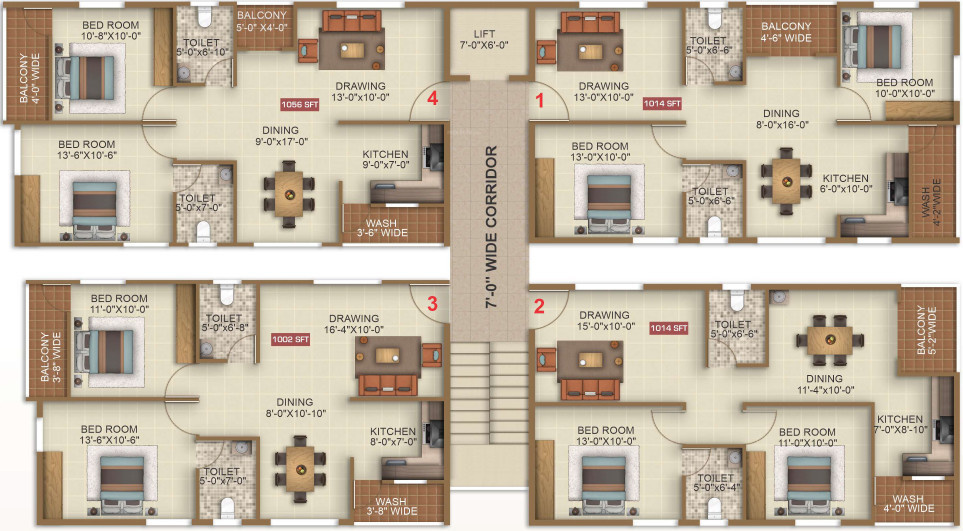  royal rich Block A Cluster Plan from 1st to 4th Floor