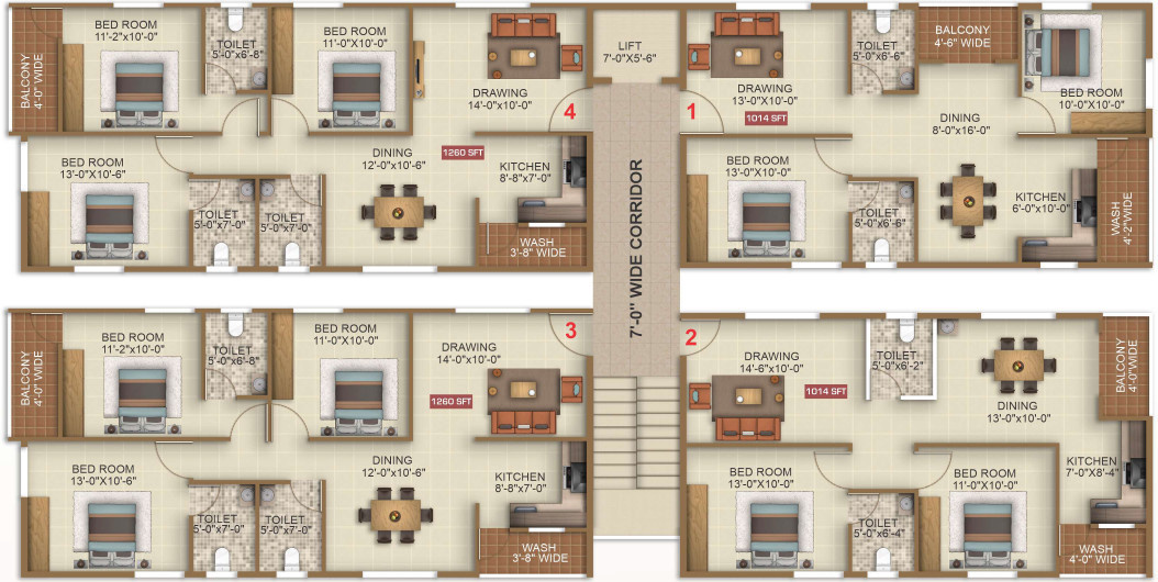  royal rich Block B Cluster Plan from 1st to 4th Floor