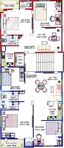  apartment Saraswati Apartment Cluster Plan from 1st to 4th Floor