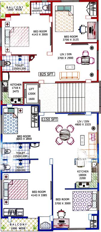  apartment Saraswati Apartment Cluster Plan from 1st to 4th Floor