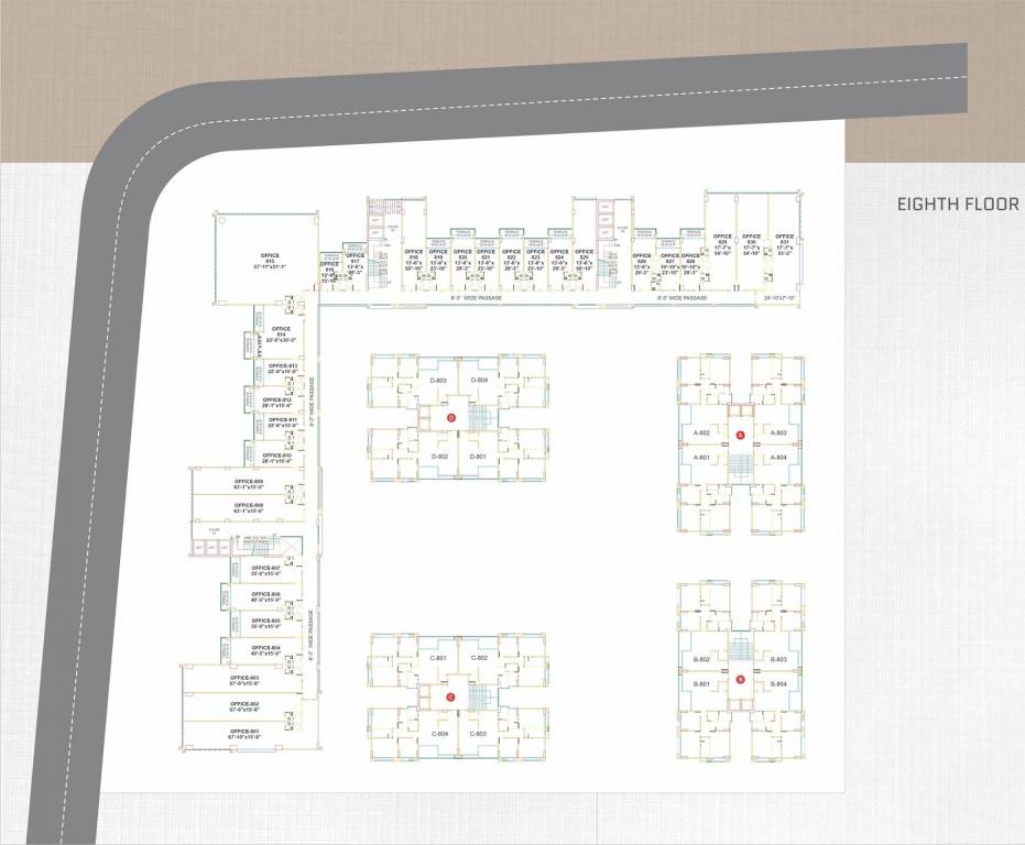 radhe infinity Block A Cluster Plan for 8th Floor