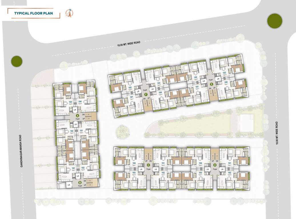  elina A, B, C, D, D, E, F Cluster Plan from 1st to 7th Floor