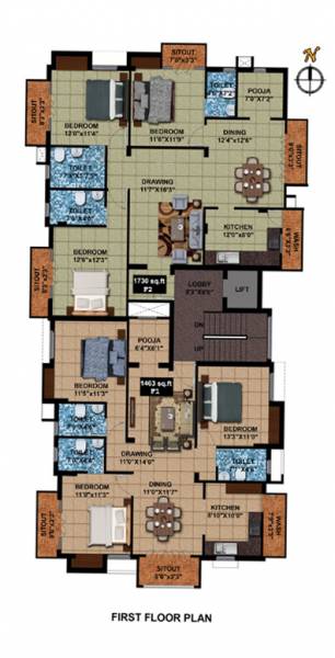  shiv Kriya Shiv Cluster Plan for 1st Floor