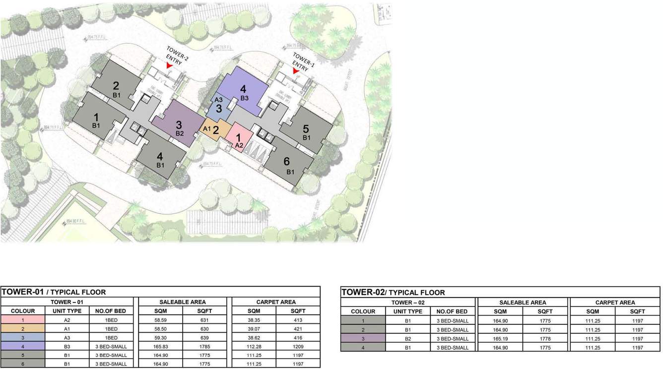 waterford Tower 1 And Tower 2 Cluster Plan from 1st to 23th Floor