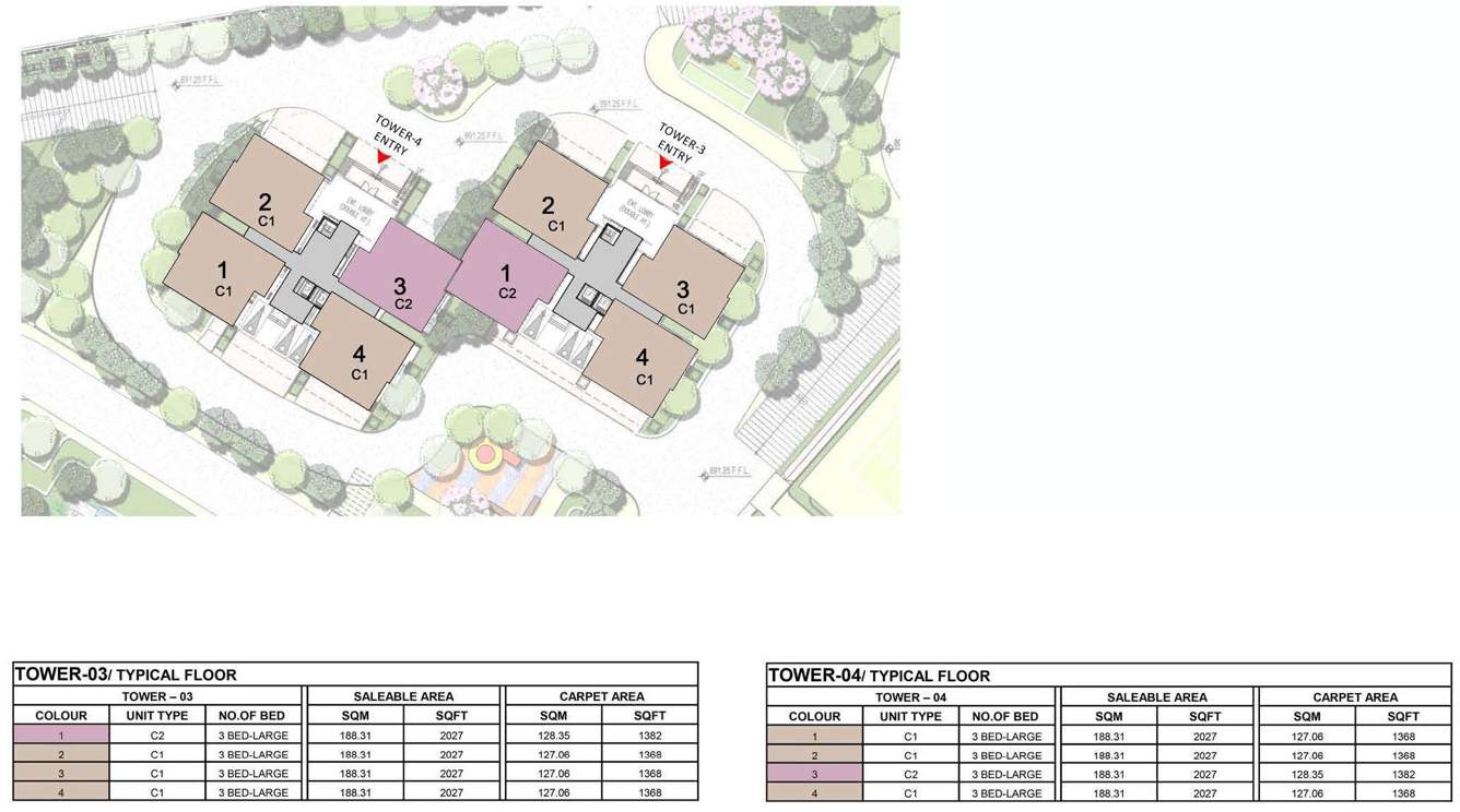waterford Tower 3 And Tower 4 Cluster Plan from 1st to 23th Floor